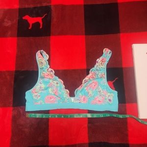 PINK Victoria's Secret Floral Lace Bra - Blue and Pink
